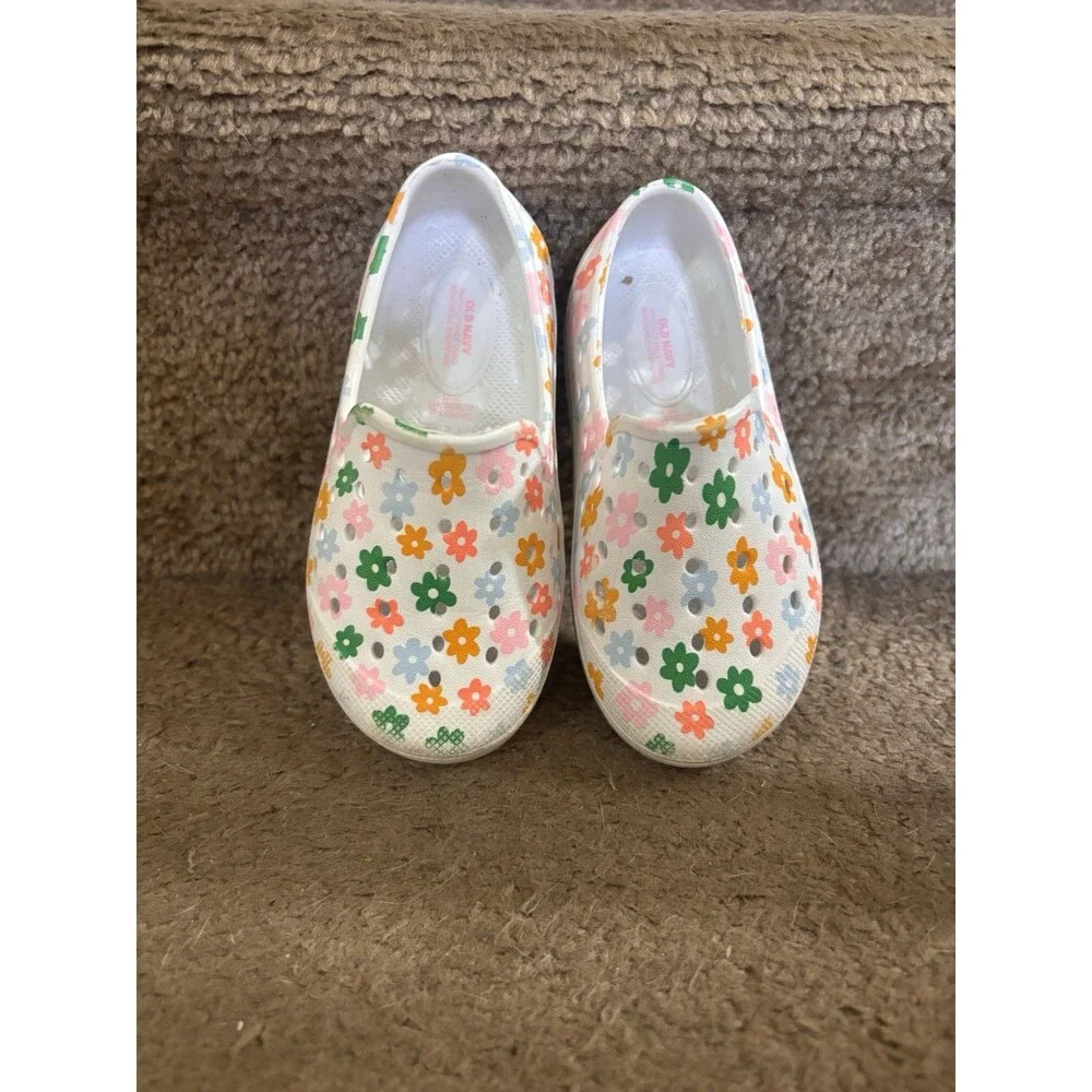 Girls Old Navy Multicolored Water Shoes Kids Size 6 Floral White
